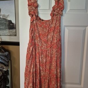 ODDY Red Floral Maxi Dress
